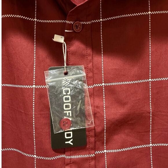 Coofandy Men’s 3XL NWT Windowpane Long Sleeve Button Down Cotton Dress Shirt - Picture 3 of 12